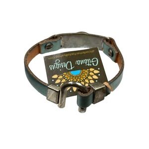 Gitana Designs Leather Peace Sign Bracelet Boho‎ Hippie Chic